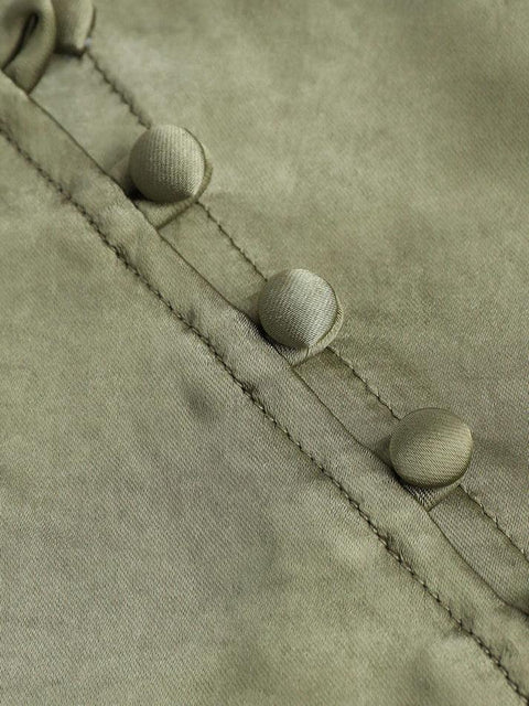 Asymmetric Hem Slit Button Deco Skirt - HouseofHalley
