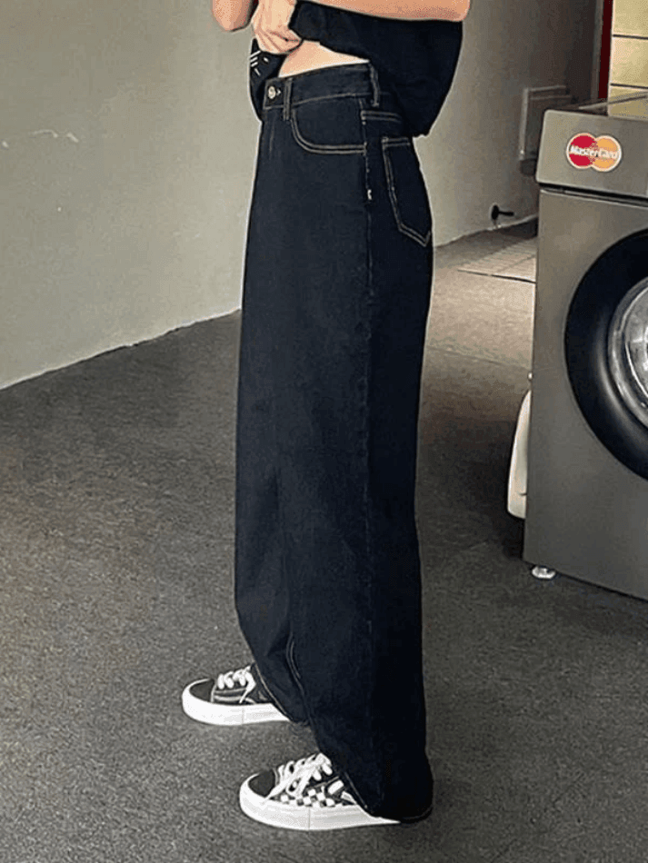 2024 Dark Wash Boyfriend Jeans Black S in Boyfriend Jeans Online Store ...