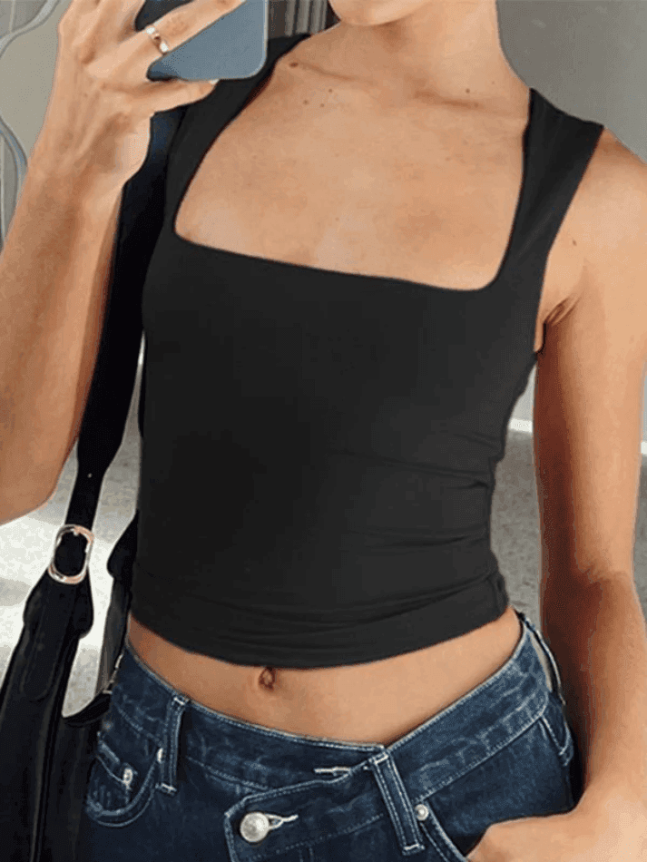 2024 Simple Black Cropped Tank Top Black S in Tank Tops & Camis Online ...