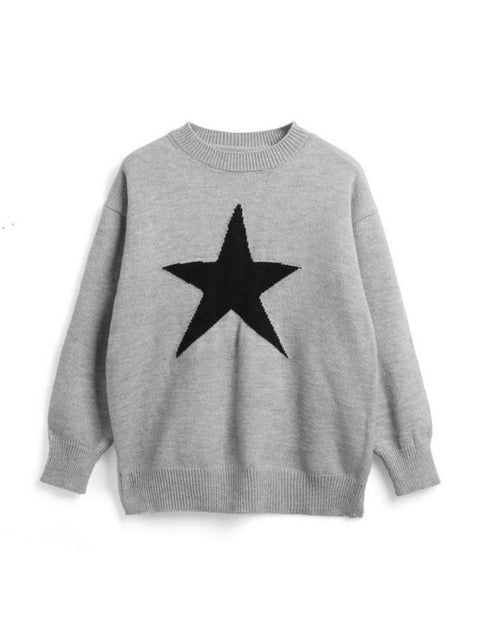 Vintage Star Jacquard Crew Neck Sweater - HouseofHalley