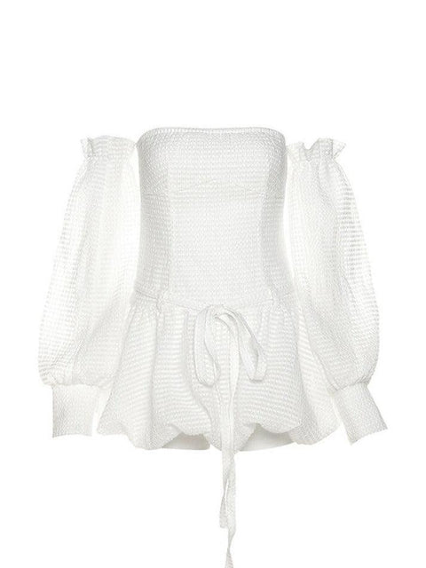 Textured Bandeau Lace Up Mini Dress - HouseofHalley