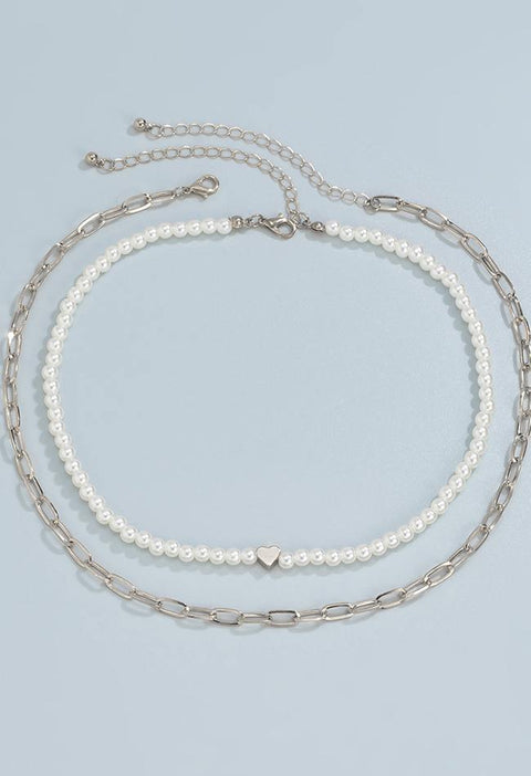 2Pcs Heart Pearl Necklace - HouseofHalley