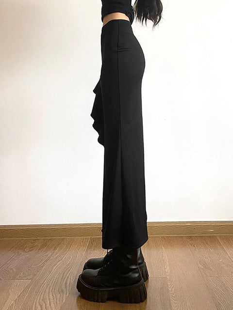 High Waist Irregular Split Goth Skirt - HouseofHalley