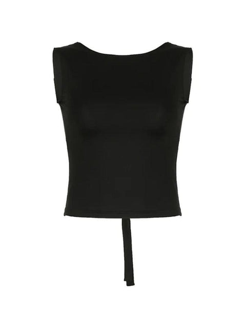 Backless Strappy Black Tank Top - HouseofHalley