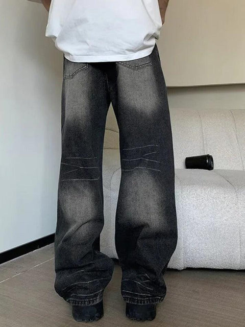Vintage Wash Straight Leg Loose Jeans - HouseofHalley