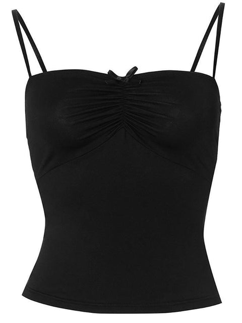 Solid Ruched Bow Tie Cami Top - HouseofHalley