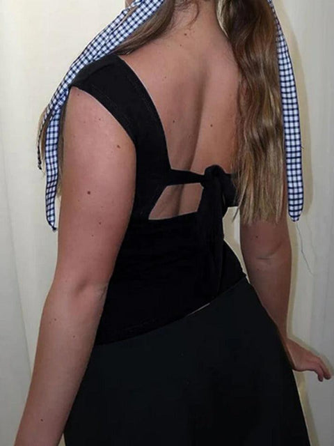Backless Strappy Black Tank Top - HouseofHalley