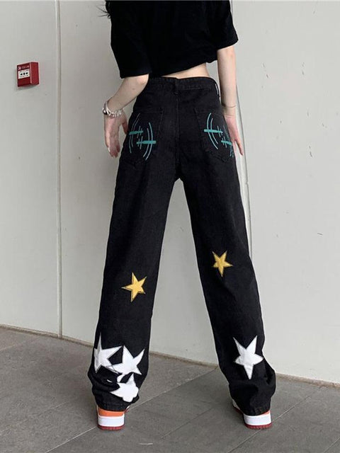 Washed Star Patched Boyfriend Jeans - HouseofHalley