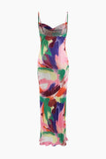 Abstract Cowl Neck Plisse Maxi Dress - HouseofHalley