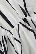 Abstract Stripe Frill Trim Maxi Dress