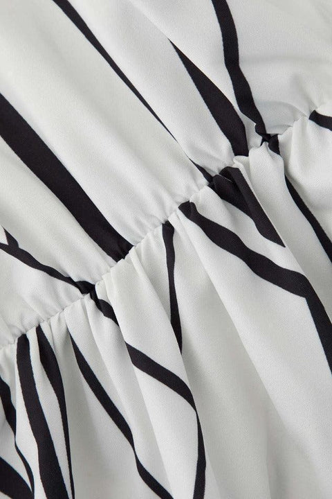Abstract Stripe Frill Trim Maxi Dress - HouseofHalley