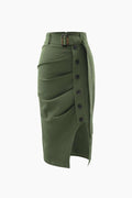Asymmetric Pleated Midi Skirt - HouseofHalley