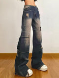 Asymmetric Pocket Distressed Ripped Burr Boyfriend Jeans - HouseofHalley