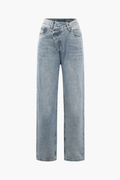 Asymmetric Waist Straight Leg Jeans - HouseofHalley