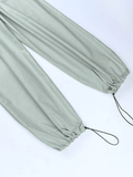 Belted Drawstring Parachute Cargo Pants