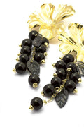 Black Bead Grape Cluster Drop Earrings - HouseofHalley