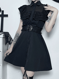 Black Ruffle Polo Neck Mini Dress - HouseofHalley