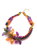 Braided Acrylic Flower Necklace