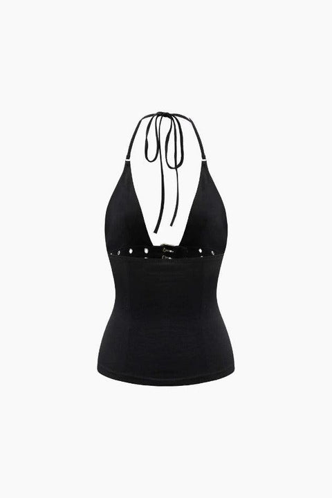 Buckle V-neck Halter Top - HouseofHalley