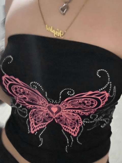 Butterfly Print Bandeau Top - HouseofHalley