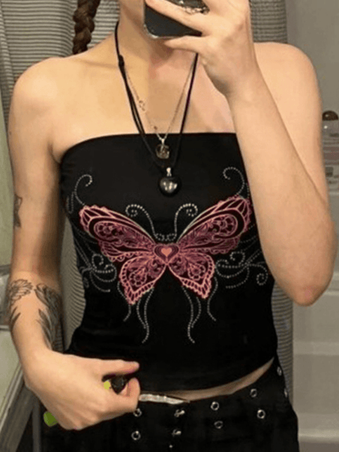 Butterfly Print Bandeau Top - HouseofHalley