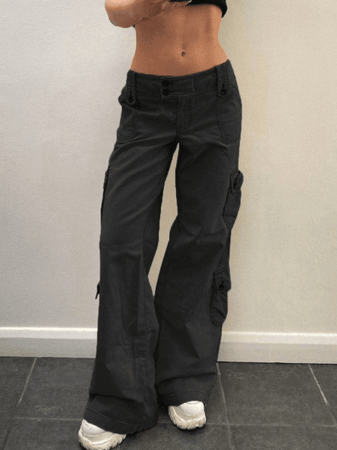 Buttoned Straight Leg Cargo Jeans - HouseofHalley
