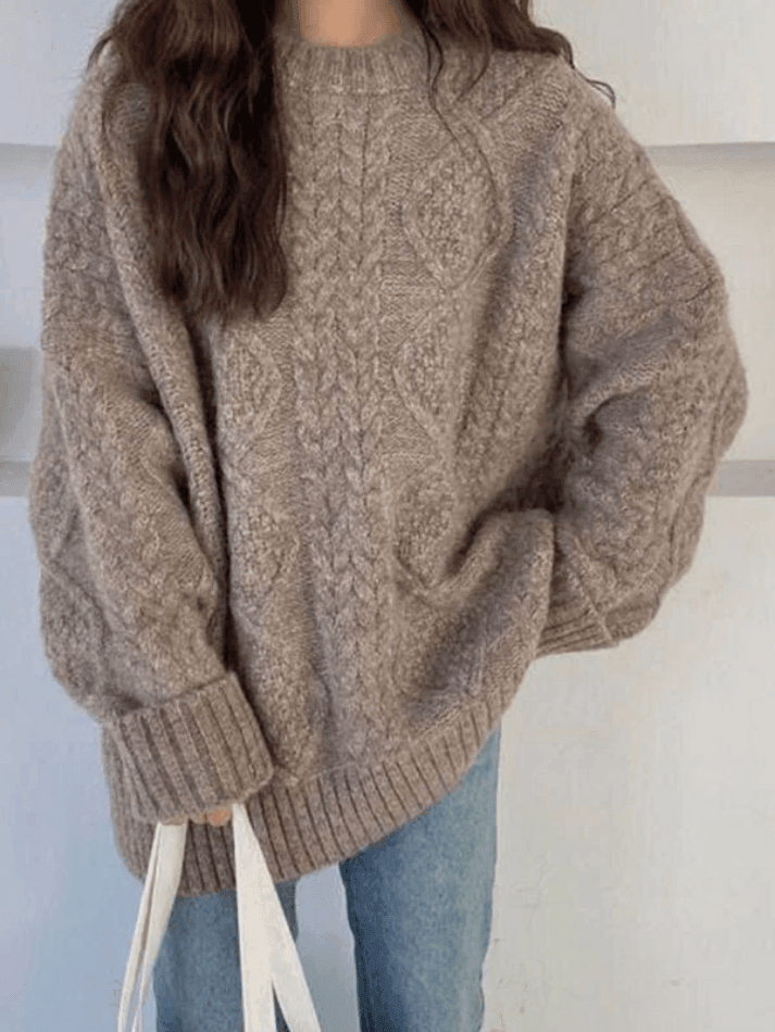 2023 Cable Knit Jumper Sweater Beige ONE SIZE in Sweaters Online Store ...
