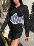 Chain Embellished Mesh Corset Top - HouseofHalley