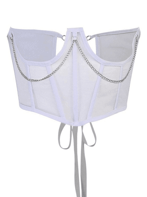 Chain Embellished Mesh Corset Top - HouseofHalley