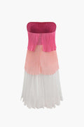 Color Block Plisse Strapless Mini Dress - HouseofHalley