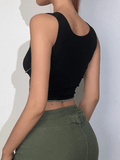 Contrast Stitch Ribbed Cropped Tank Top - HouseofHalley