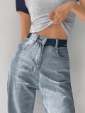 Contrasting Color Drape Slim Jeans - HouseofHalley