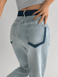 Contrasting Color Drape Slim Jeans - HouseofHalley