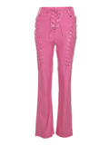 Cut-out Lace Up Pu Leather Pants - HouseofHalley