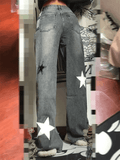 Dark Wash Star Patch Boyfriend Jeans