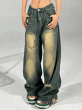 Distressed Denim Contrast Jeans - HouseofHalley