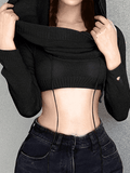 Distressed Hooded Knit Crop Top - HouseofHalley