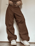 Drawstring Low Waist Baggy Cargo Pants - HouseofHalley