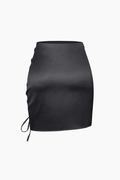 Drawstring Ruched Mini Skirt