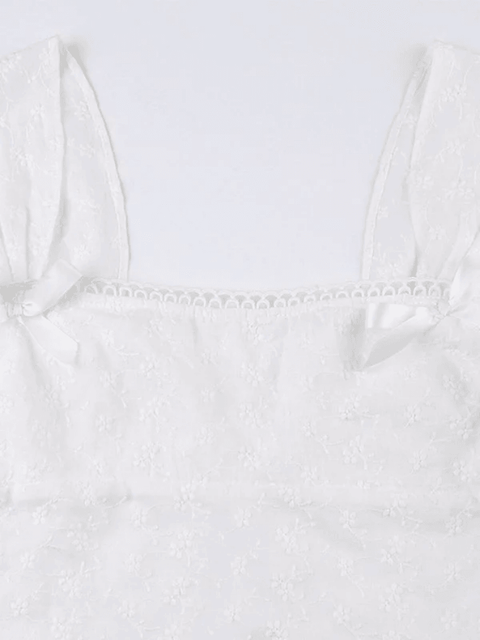 Embroidered Bow Lace Stitching Tank Top - HouseofHalley