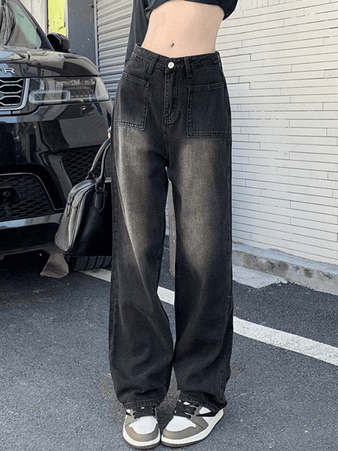 Faded Wash Vintage Straight Cargo Jeans - HouseofHalley