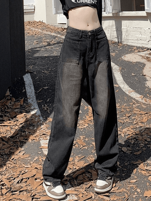 Faded Wash Vintage Straight Cargo Jeans - HouseofHalley