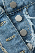 Flap Pocket Frayed Denim Slit Skirt - HouseofHalley