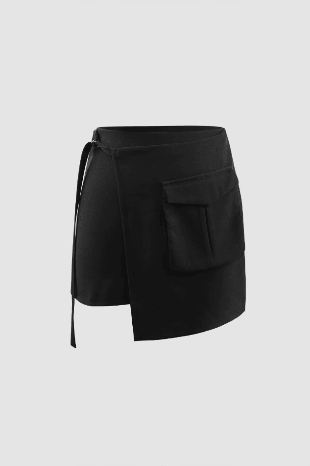 2023 Flap Pocket Wrap Mini Skirt Black XS in Skirts Online Store ...