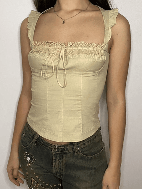 Flutter Sleeve Lace Up Corset Top - HouseofHalley