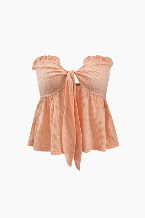 Frill Trim Knot Front Tube Top - HouseofHalley