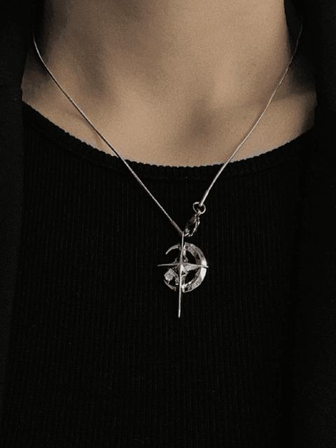 Galactic Crescent Star Charm Necklace - HouseofHalley