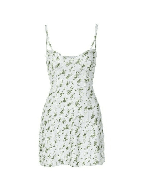 Green Floral Print Y2K Mini Dress - HouseofHalley
