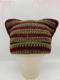 Hand Made Horn Detail Striped Knitted Hat - HouseofHalley
