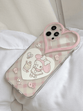Heart Decor Cartoon Checkered Pattern Iphone Case - HouseofHalley